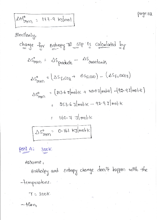 page:02 All my n = 177.9 kg/mol similarly, change for Entropy _ STP es calculated by osowe Asprockicis -- sssreactands As - L