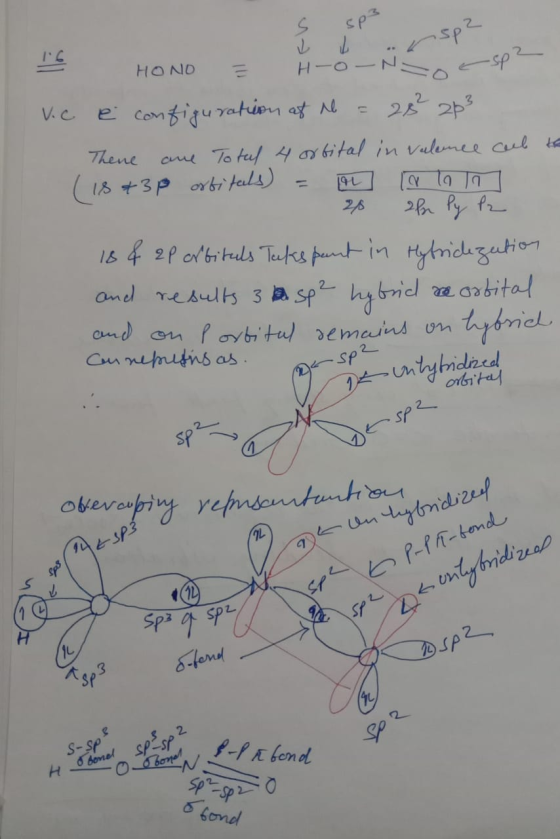 sp2 V. c the V l . sp HONO E H-o-N orsp- é configuration at N = 28² 263 There are Totul 4 orbital in valence all (18+3P ortit