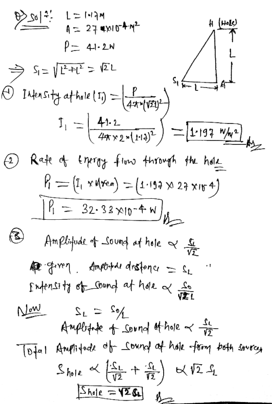o sol?? L=107M A = 27*210-4 m2 # Hole FIA P= 41-2W → Siz Veh? = 122 Ô Talensity at hole ( 19 = La sia hot news ) = {1-197 wha