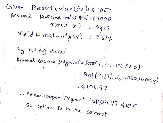 Present ualue (Pv): 1os0 Rutuna ualul eu)2 1000 6grs 9.37-/ Cniuen AeSume Time n) Yield fo matuvityv) : By uSing extel Anneal