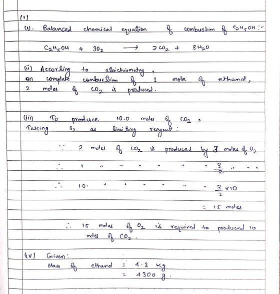 - w Balanced chemical equation of combustion of Ca H GOH :- C2H, OH + 302 → 202 + 3H₂O A ☺ I on | 2 According complete moles