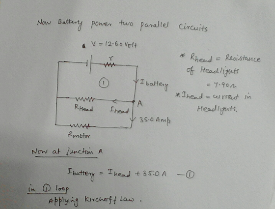 Pone two panalle Circaits v = 12-60 vtrit * Rhead = Resistance Headlizut = .90ん x1head = cu rreut in Meadllyuts 35-0 Amp Rmot