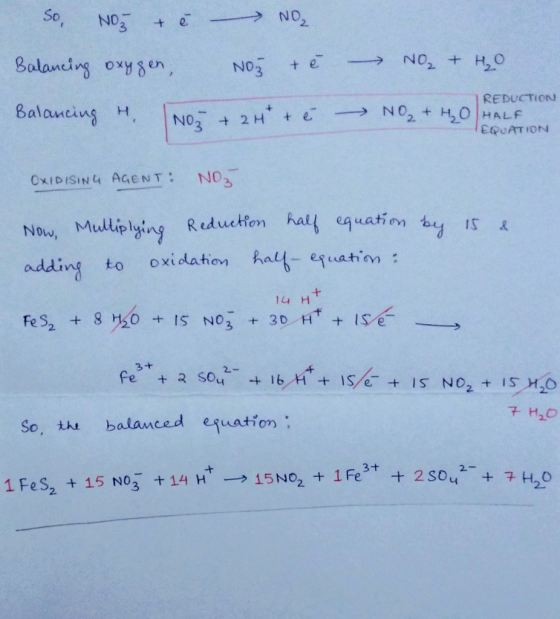 So Noz & œ NO₂ Noz tê NO₂ + H₂O Balancing oxygen Balancing H NO3 + 2H+ + NO + H₂O REDUCTION HALF EQUATION OXIDISING AGENT: NO
