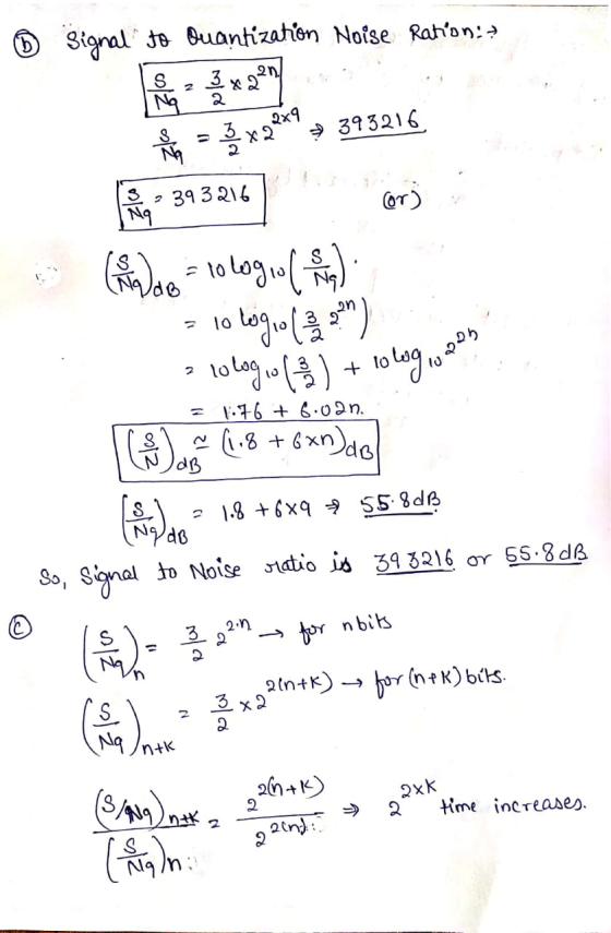 S 2 © Signal to Quantization Noise Rahon = 3x225 Na 2 2x9 3x2 → 393216. S 2393216 cor) 6 Qon 2 + = 10 log10 ( 3 ) tologio (