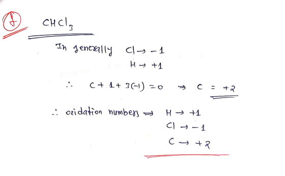 A CHCl In generally cha-1 H +4 NÓ . C+1+36-1) =0 = c = + oxidation numbers H₃ +1 a -1 Cyta