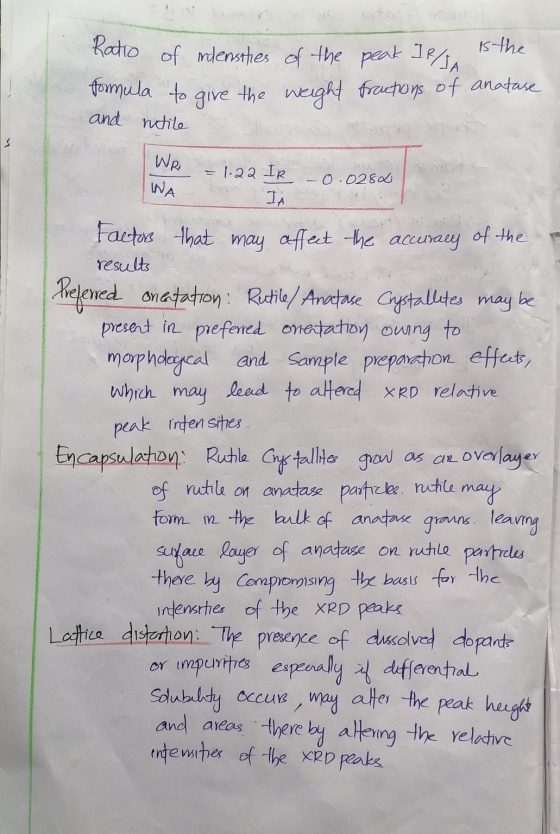 Ratio of indensities of the peak IP/JA is the gire the weight tractions of anature formula to and nutite WR INA 1.22 IR I 0.0