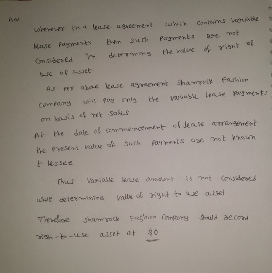 An s wherever in a lease agreement which contains variable rease payments then such payments are not Considered in determing
