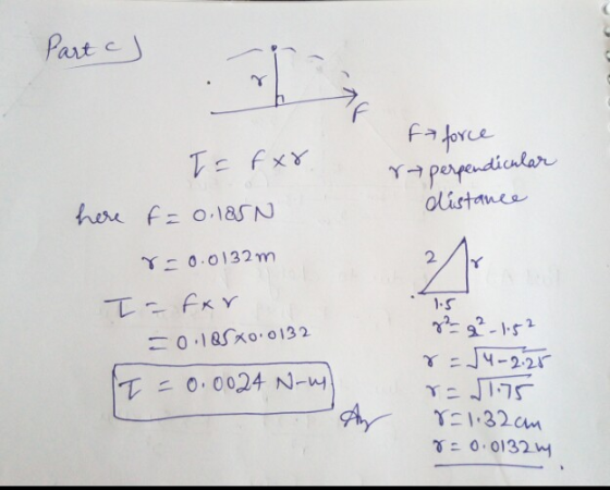 Part c olistanes Y 0.0132m 1.S 下二0.0024 N- 32cm
