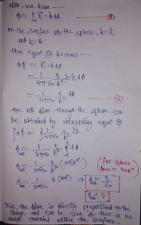 also, we have de fE rñda on the surface of the sphere, n=2 and & R then equan & becomes - do = 8 inda ute RBA the not Alue th