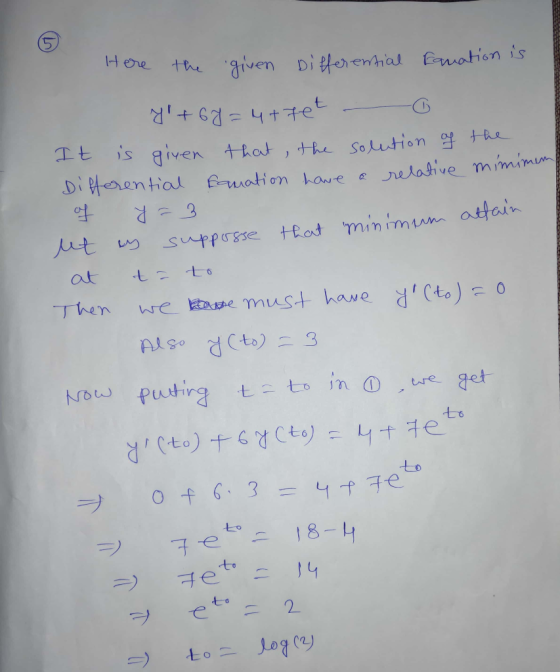 1Here the given Ditferenhal fmation is PPTPet Tt is aiven that, the Solution Hhe Diferential fmation hawee netative mimimum s