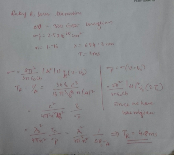 Paper valued tby Smte he have те Te= 4.8ms ク(L