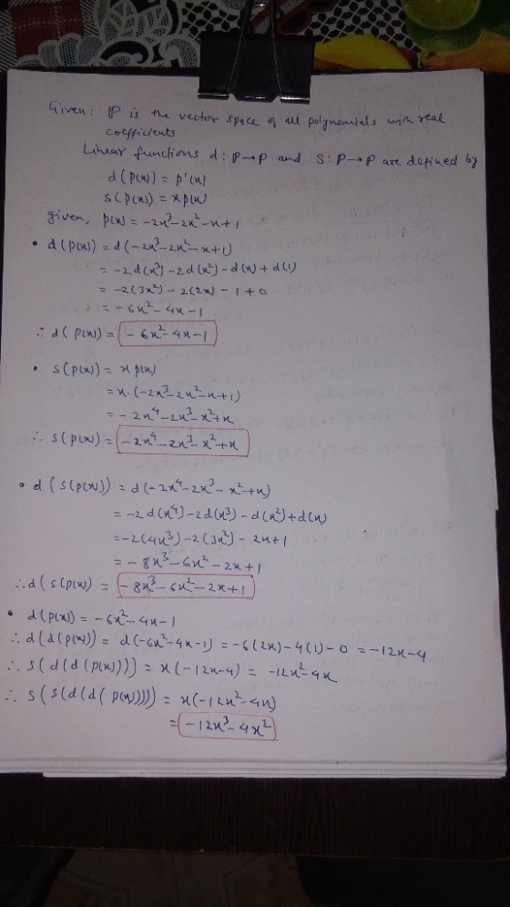 polynomials with m e S:P-P are defined by Given: P is the vector space of all coefficients Linear functions di Prop and d (Pl