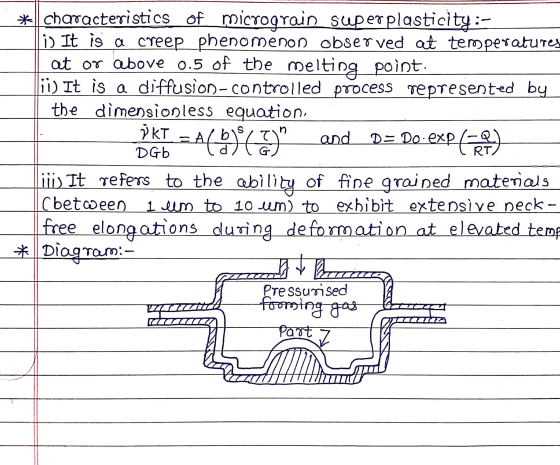 .*|| characteristics of micrograin superplasticity :- |i) It is a creep_phenomenon observed at temperatures at or above 0.5 o