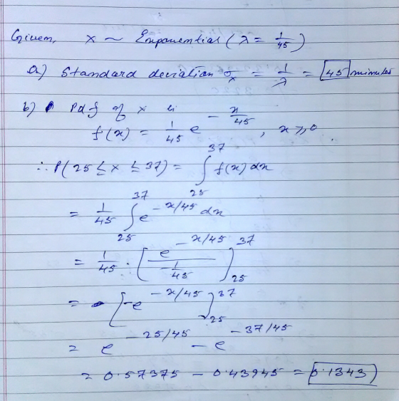 Giuem, x ~ Exponential ( 2 = 14 a standard deviation - 1 - ouie tot 67 & paf of x li _ n . f(n) = 45 e 45 a70 1255x537) = f (