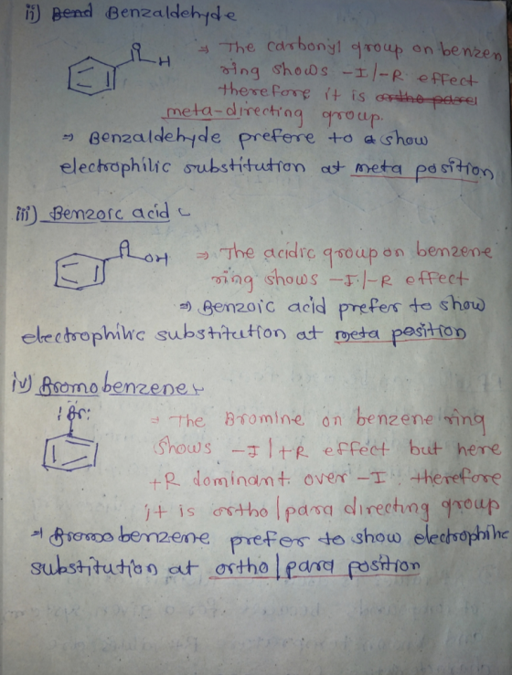 Bend Benzaldehtde The carbony on benzen ing shodsI1-ReFFect there Pore i is cedthepesel meta-dreching oup Benzaldehyde prefer