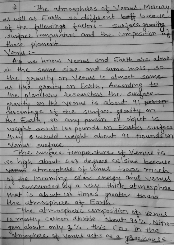 & The atmospheres of Venus, Mercury as well as Earth so different beff because of the followings factors - surface gravity su