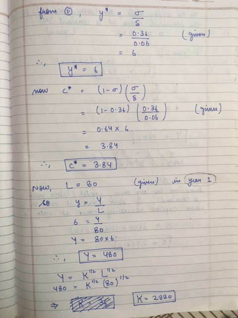 - S 0.36 0.06 (gmen now CH (1-0) (0) (1-0.36) 70.36 10.06 (given) = 0.64 x 6 = 3.84 [CM = 3.84) (givers) L=80 in year 1) Now