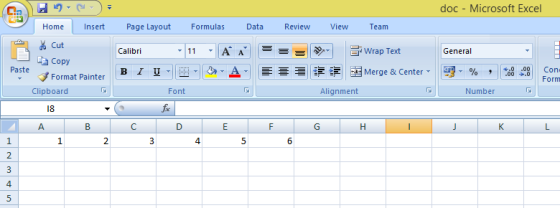 doc - Microsoft Excel Home Insert Page Layout Formulas Data Review View Team ぬCut a copy Calibri General Format Painter Merge