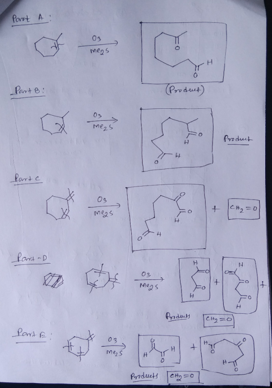 Part A 03 Meas Prdwt) PartB: Mezs O Pre duip H2=0 + mes Pana D 14 CH 02 Mags Prdurs CH2O Pant 03 H + Mezs Piducts