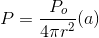 P=\frac{P_o}{4\pi r^2}(a)