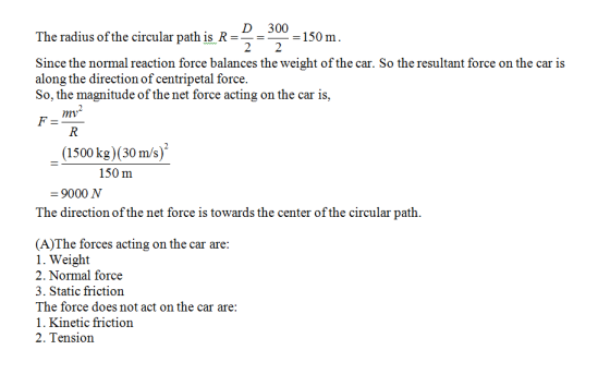 D 300 The radius of the circular path is R 150 m Since the normal reaction force balances the weight of the car. So the resul