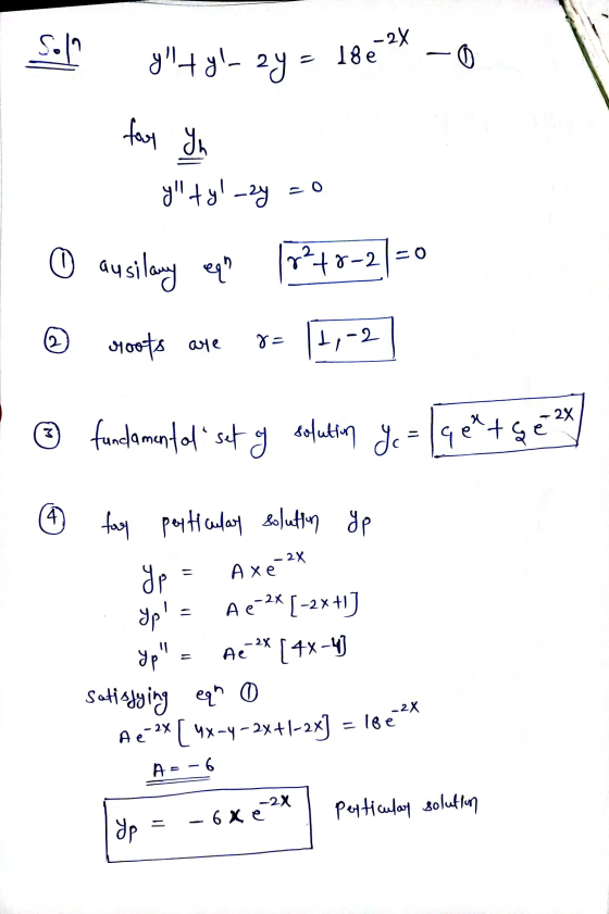 So •/? y tyl-2y= - 2X 18e - 0 four Yn y tyl-zy O ausilany eq 8270-2= 0 2 roots are 7= 1,-2 2x 3 fundamental set of solutio
