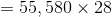 = 55, 580 x 28