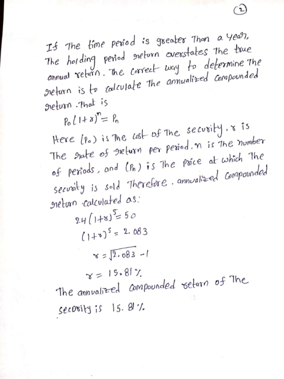 T The time peiod is gseater Than a yes The hel din peviod snetvrn avexstates The tue vetan is Calevlate The annualied Capound