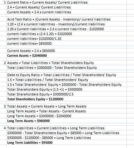 1 Current Ratio Current Assets/ Current Liabilities 2.4 Current Assets/ Current Liabilities Current Assets 2.4 x current liab