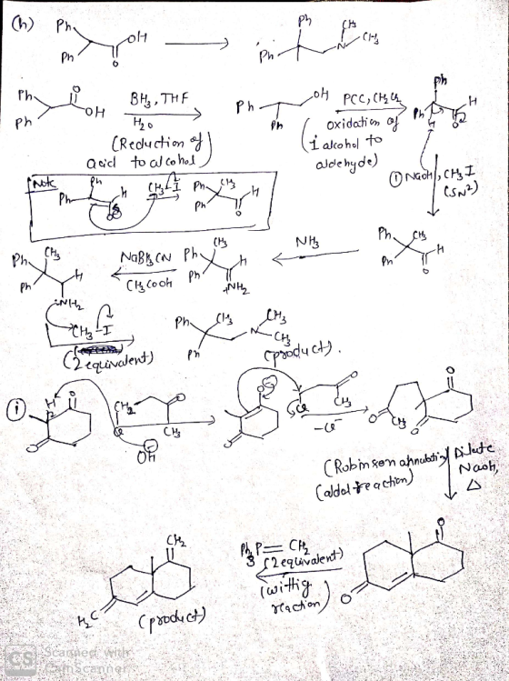 BHz, THF х-он pho Ph ºn PCC, CH . Hy Сн, о en (Reduction of I acid to alcohol o h PCC, Chlų f 1 oxidatim of Ph5 (i alcohol to