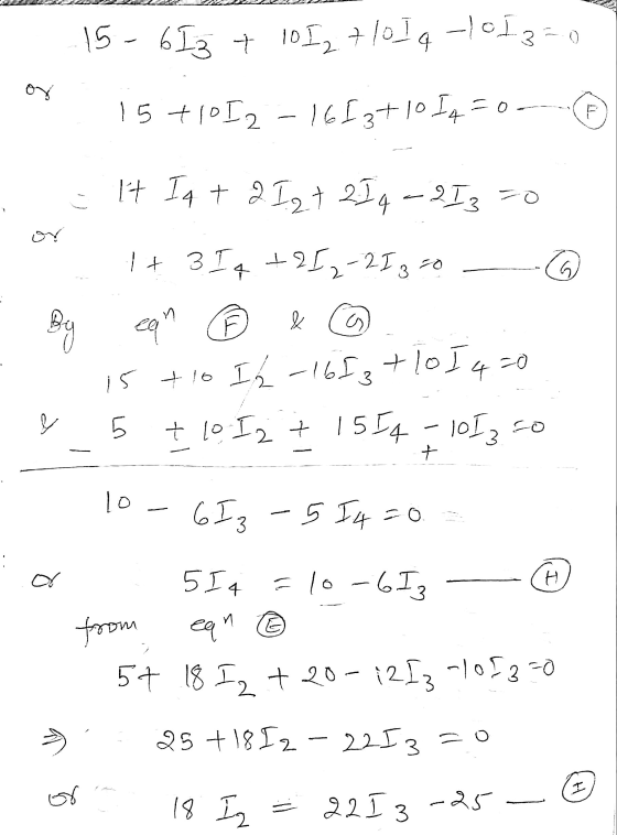 15 - 613 + 10 I2 7101q 1 o I 3=0 or 15 +1012 - 1653+1054 =0 F 4 or G It In + 2 Izt 214 - 2I3 =0 1+ 3 I 4 +212 2 I 3 = 0 & I 2