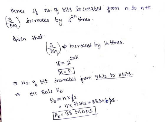 Hence from n to oth era) if no. no. of bits increased increases by gek times. Given that s Na → Increased by 16 times. 2xk 16