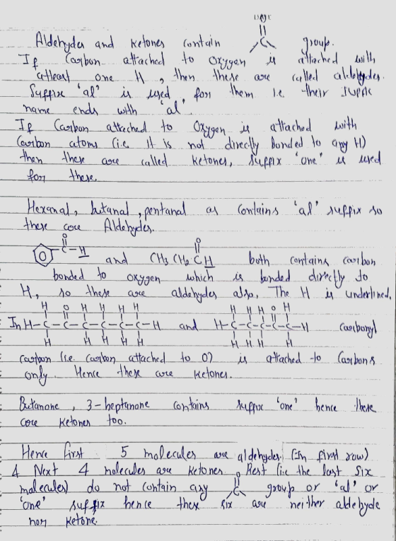 Aldehydea and kelones antan atachel to oyTgan Ahren heae form them roap Caybun Ga+Heer One lthir Jupa ends wilth Canpon_atech