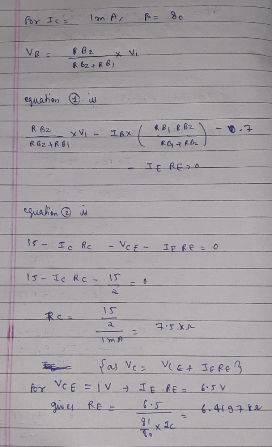 Im A R B 2 V = R 62+ RB) eguahon BI R B2 R B2 R BZ4RB RGPROr LE REA equalin 2 Ic Rc エe Re こ 「ゴ- Ic I5 RC Re- fas Vez for VcE