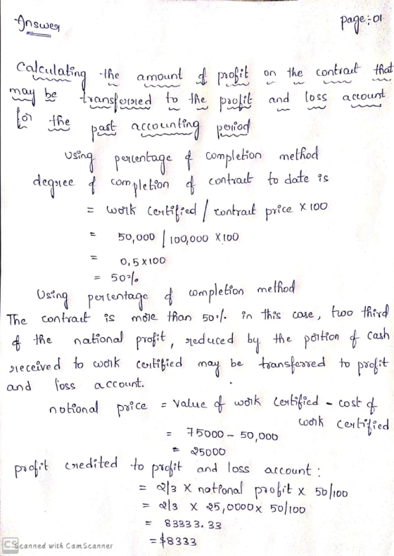 Answeg - Page 1 Using Calculating the amount & poolit on the contract that transfered to the poolit and loss account to the p