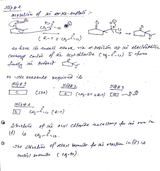 slep #4 aytalion of the Na-enplate in Na CH3 al CR-X = Checa) so here the enolate attack via a position at the electrophilic