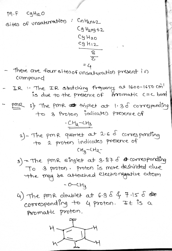 M. F Cg H2O of unsaterration : sites Cntono Cg Haxgt2 Cg H2o cg H12 =4 - there are four sites of unsaturation present in comp