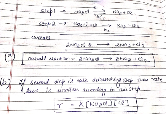 Stepl Nogel Step 2 No ad te R Nogtce. > Nogt de ke Overall 200g cl - 2N02t 2 Ducall reaction = 2 Noad → 2N02 +02 (61 f second