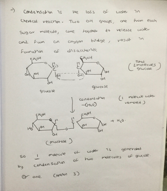 - Condensation is Chemical reachion. the Two come loss OH together of water groups, one to release in from each waren Sugar m