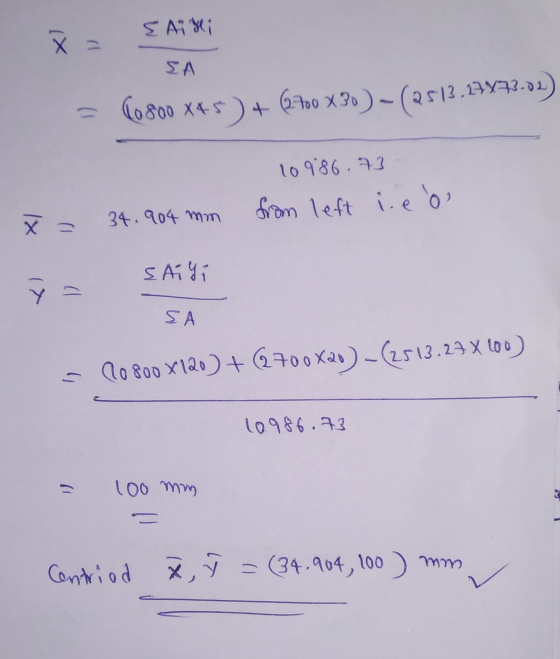 & Ainei ΣΑ = 60800 X45) + (700x30)-(2513.14972-02) 10986.73 from left lieb x = 34.904 mm Sai Yi Ý - SA 20800*120) + (2700X20)