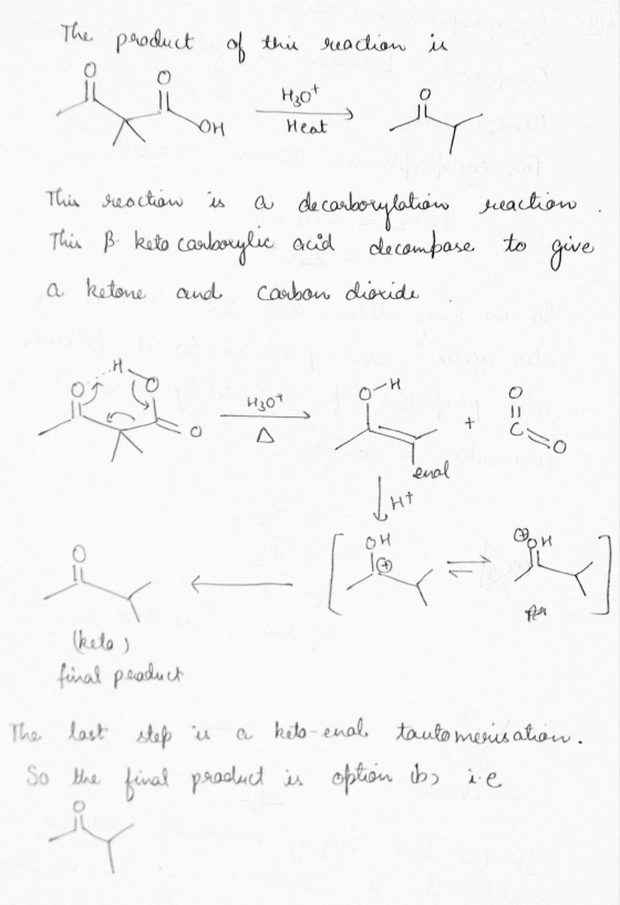 The product of this reaction is O H2O پالس OH Heat This reaction is a decarboxylation reaction This B. keto carboxylic and de