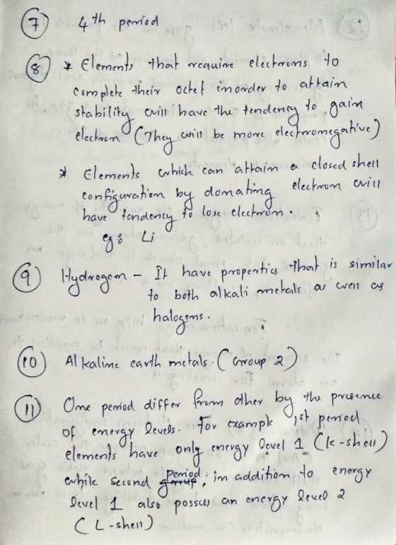 (7) 4th period 15 startet * Elements that require electrons to complete their ochet in order to attain stability erill have t