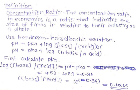 Definition Concentration Ratio:-The concentration rati, in economics is a ratio thet indicates the size of fims in relahbn to
