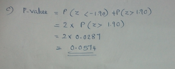 c) P-value = p(x <-inD+PC271.qo) 二 0.0574