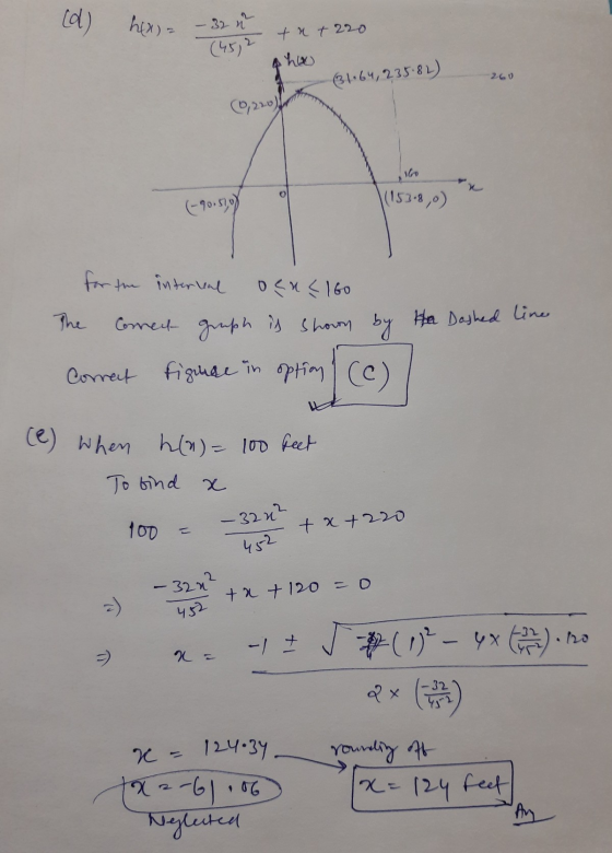 d) h(x) = 32 m2 tnt 220 (452 A hoo (31.64, 235.82) (0,220 2-60 (-90.519) (153.80) The for the interval oenç 160 Connect graph