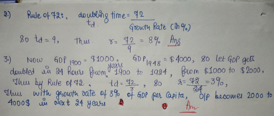 a) Rale of, doubng time2 td Gabutu Rate Ch %) 3) Now 00 10048 $4000, 30 let Gop gelx doubled ti 8m1oto 1934, fuom $iooo to $2