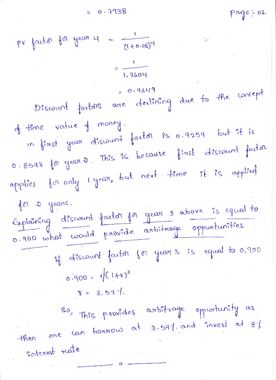 0.7938 page : 02 pr factor for year 4 - 46.0254 - 1.3604 1.3604 = 0.7349 Discount fartais are declining due to the concept of
