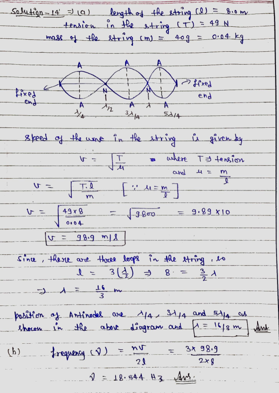 810m Solution - 14_319) length of the string (I) = tension in the string (T) = 49 N mass of the string (m) = 409_ 0.04 kg A