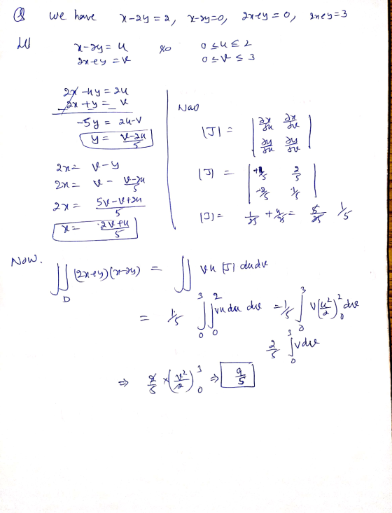 we have x-2y = a, X-Sy=0 oney=0, Iney=3 ці 80 x-sy= u Әтеу е osue2 osv s 3 Nao 2x4y=24 Satya -5y = au-v ya v-au әл Әх su Je J