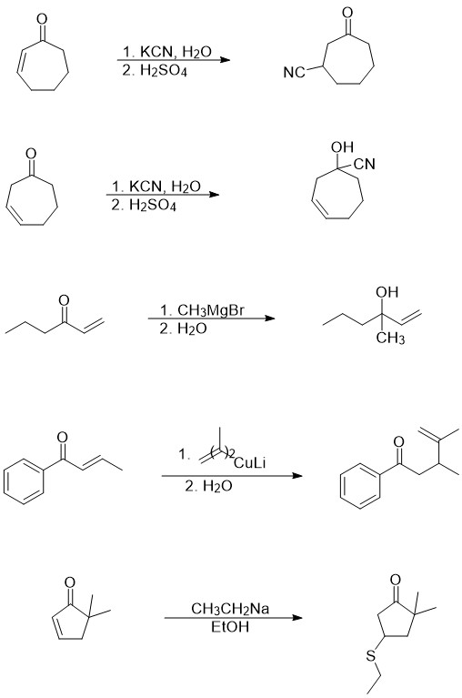 1, KCN, H20 2. H2SO4 NC- OH LCN 1, KCN, H20 - 2. H2SO4 OH 1. CH3MgBr 2. H20 CH3 ola idea de 1. Aculi Culi 2. H2O CH3CH2Na EtO